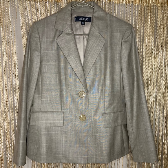 NWOT y2k Tan plaid button up blazer petite - Picture 1 of 6